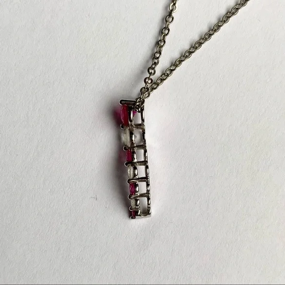 10k White gold Pink gemstone wavy necklace - Picture 9 of 10